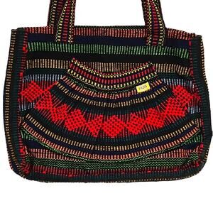 Artesanias Mr Pinzon Handcrafted Weaved Multicolor Front Pocket Tote Bag